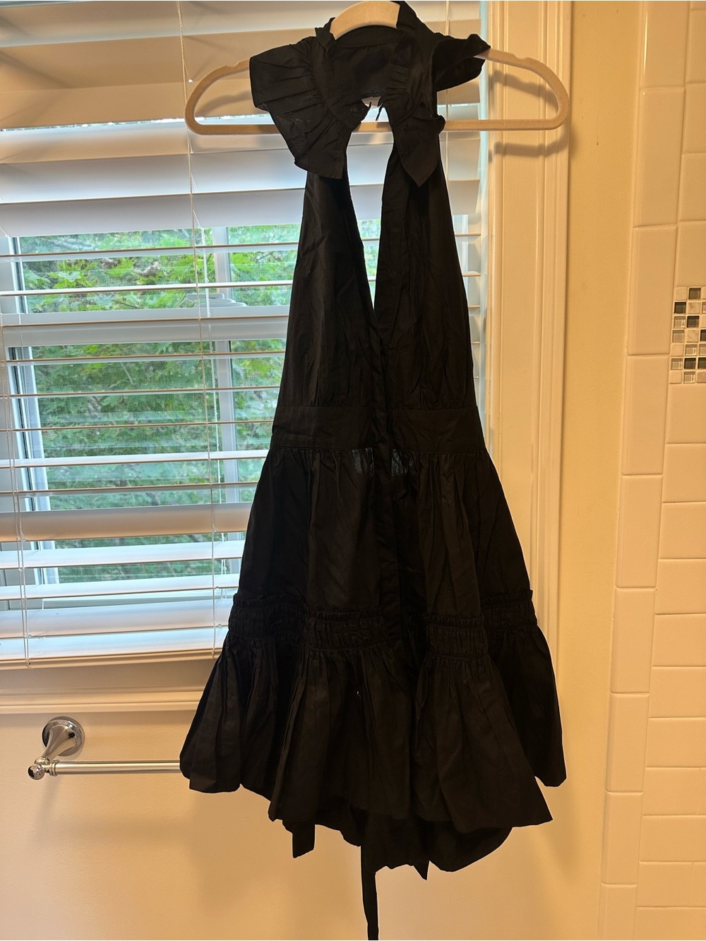 Anthropologie Black Halter Tiered Ruffle Mini Dress